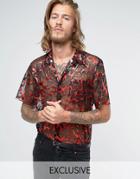 Reclaimed Vintage Halloween Party Shirt In Reg Fit - Black