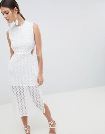 C By Cubic Sheer Lace Midi Dress - White