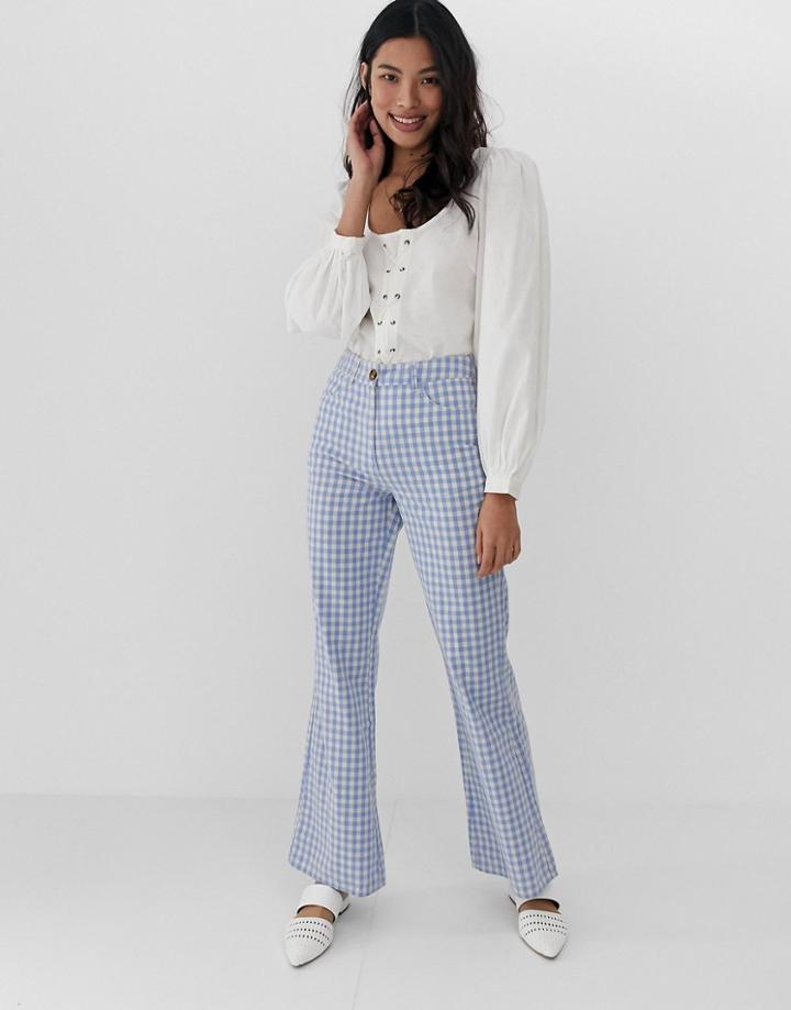 Asos Design Gingham Flare Pants-multi