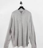 French Connection Plus Soft Touch Half Zip Knit Sweater In Gray Heather-grey