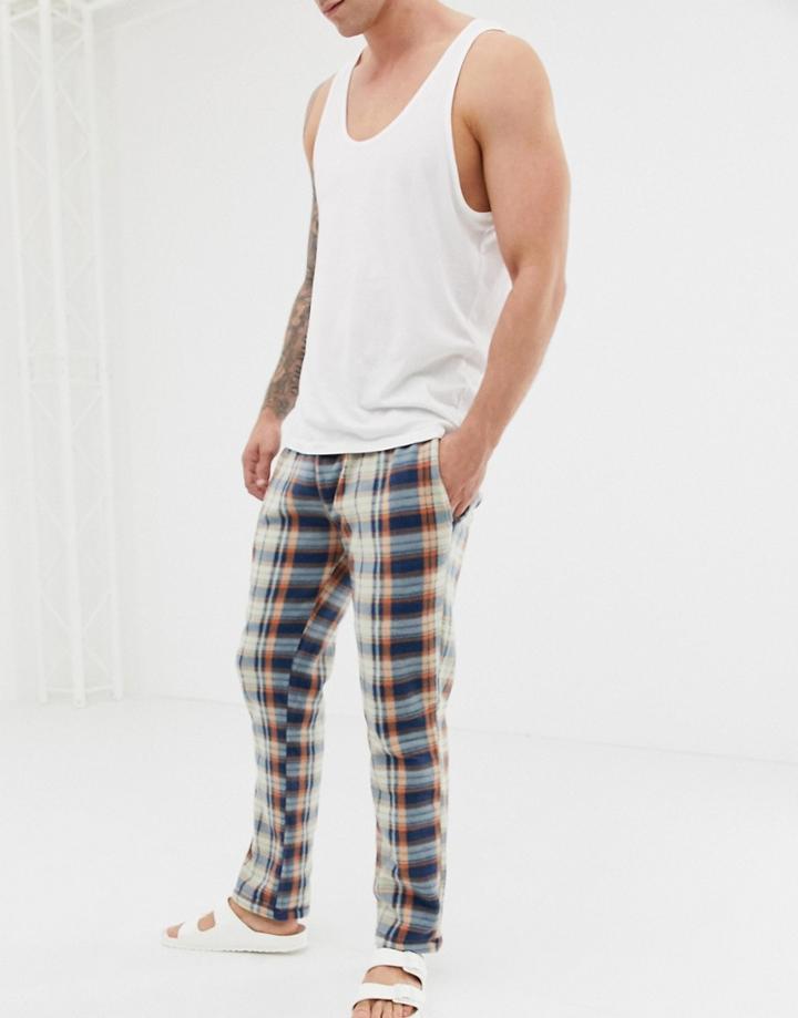 Brave Soul Check Fleece Pants - Blue