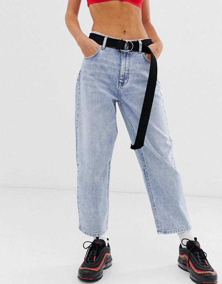 Bershka Wide Leg Jeans In Blue