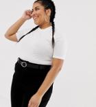 Collusion Plus Fitted Short Sleeved T-shirt - White
