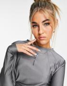 Topshop 'be Heard' Long Sleeve T-shirt In Gray