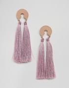 Asos Design Circle Disc And Tassel Earrings - Gold
