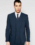 Asos Skinny Suit Jacket With Contrast Back Collar - Navy