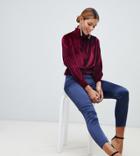Boohoo Satin Tapered Leg Pants In Navy - Navy