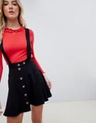 Asos Design Button Up Pinafore Mini Skirt - Black