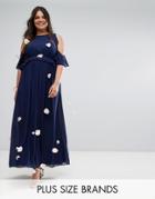 Tfnc Wedding Plus Frill Detail Maxi Dress - Navy