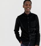 Asos Design Tall Stretch Slim Cord Shirt In Black - Black