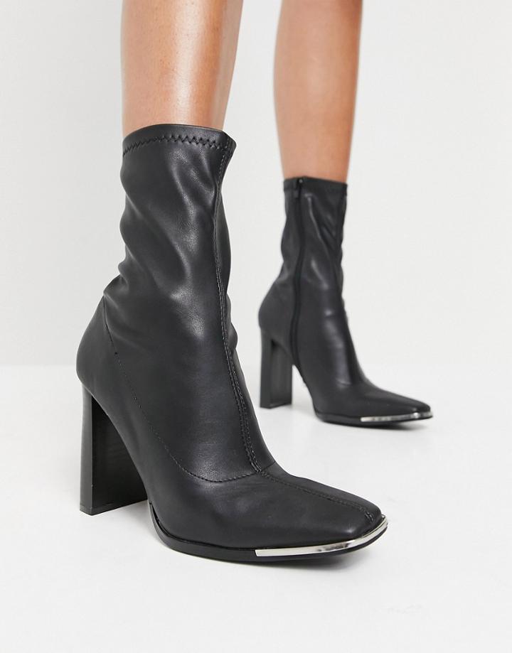 Public Desire Stormy Ankle Boots With Toe Plating In Black