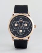 Asos Watch With Contrast Black Face And Sub Dials - Black