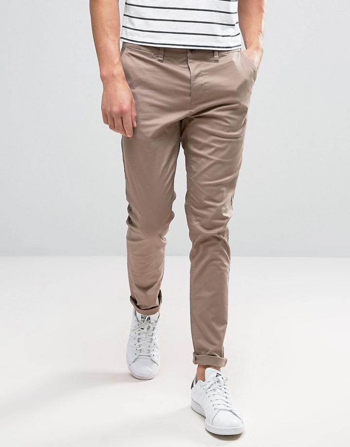 Asos Skinny Chinos In Light Brown - Brown