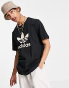 Adidas Originals Trefoil T Shirt With Camo Print In Black