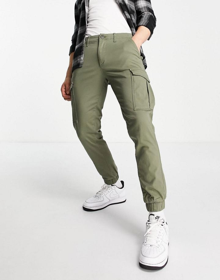 Jack & Jones Intelligence Cuffed Cargo Pants In Khaki-green