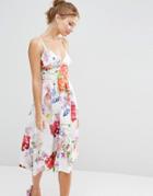 Asos Salon High Apex Premium Bonded Scuba Midi Prom Dress - Floral Print