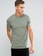 Asos Muscle T-shirt With Crew Neck In Green - Green