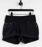 Asos Design Maternity Denim High Rise 'slouchy' Mom Shorts In Washed Black