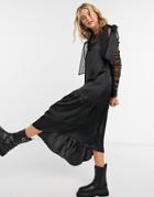 Topshop Organza Tie Sleeveless Midi Dress In Black