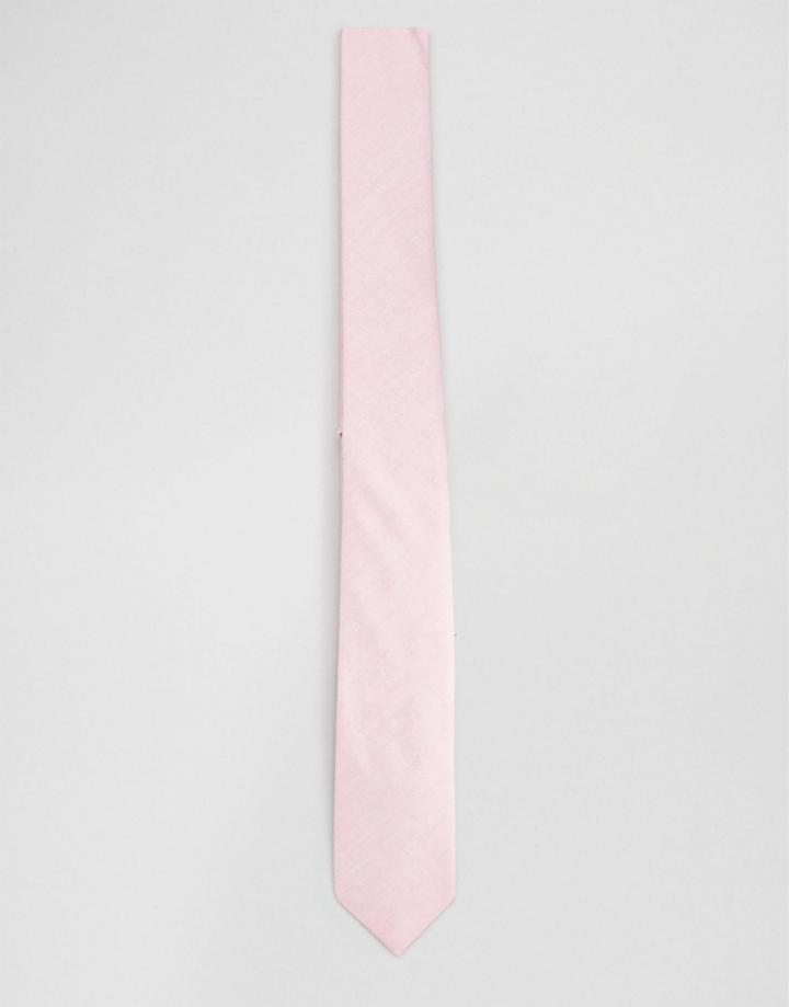 Asos Slim Tie In Pink Texture - Pink