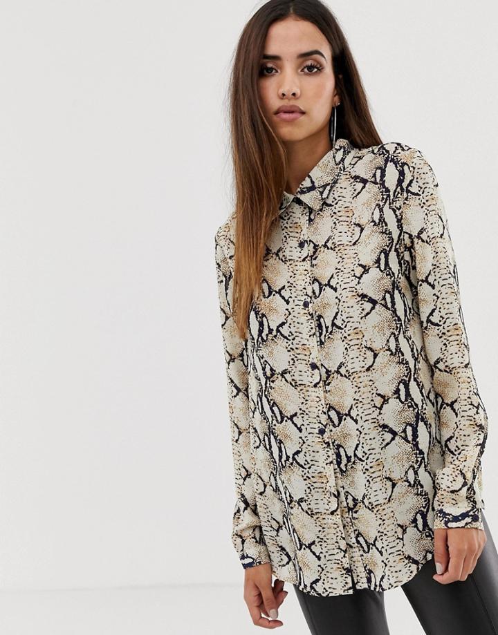 Club L Oversized Snake Georgette Shirt - Multi
