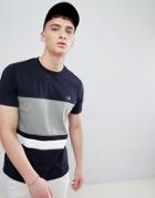Fred Perry Color Block T-shirt In Navy - Navy