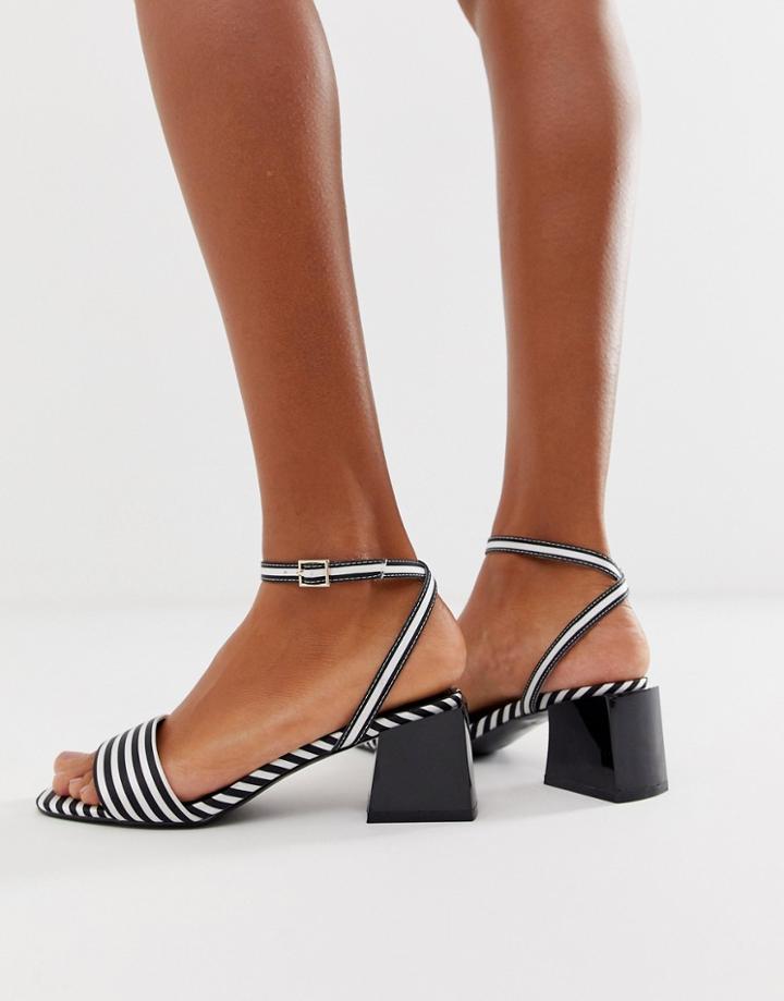 Asos Design Honeywell Block Heeled Striped Sandals - Multi
