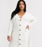 Asos Design Curve Oversized Super Soft Button Through Dress-white