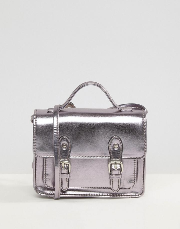 Asos Metallic Mini Satchel Bag - Gray
