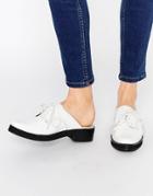 Park Lane Lace Up Chunky Leather Mules - White