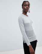 Selected Costa Wool Blend Round Neck Sweater - Gray