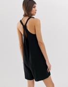 Asos Design Minimal Romper With Knot Back-black