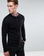 Asos Knitted Muscle Fit Harrington Jacket In Black - Black