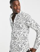 Twisted Tailor Ditto Skinny Shirt In White With Paint Splatter Print
