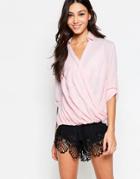 Madam Rage Blouse With Wrap Front - Blush