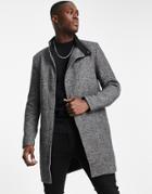 Only & Sons Faux Wool Blend Overcoat In Gray
