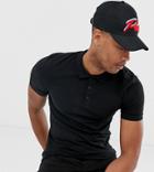 Asos Design Tall Muscle Fit Polo In Black - Black