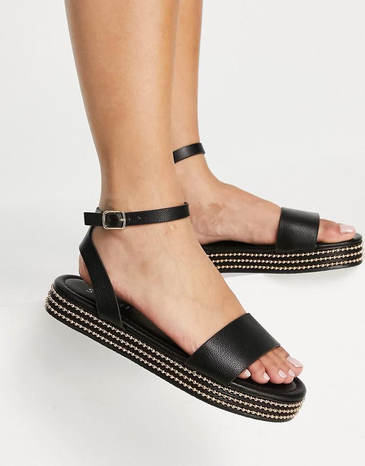 Simmi London Arvin Studded Flatform Sandals In Black