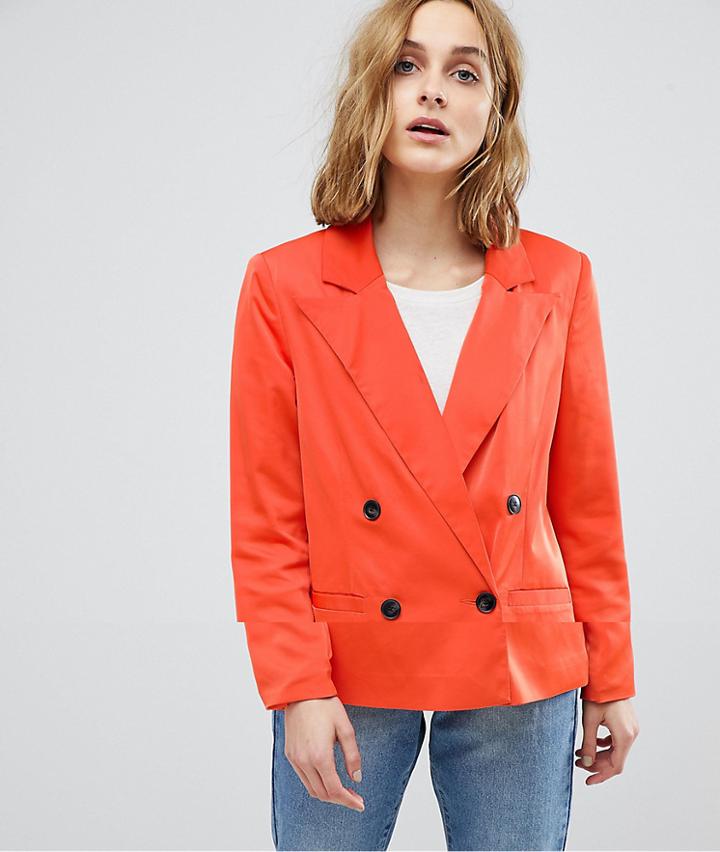 Vero Moda 80's Blazer With Shoulder Pads - Red