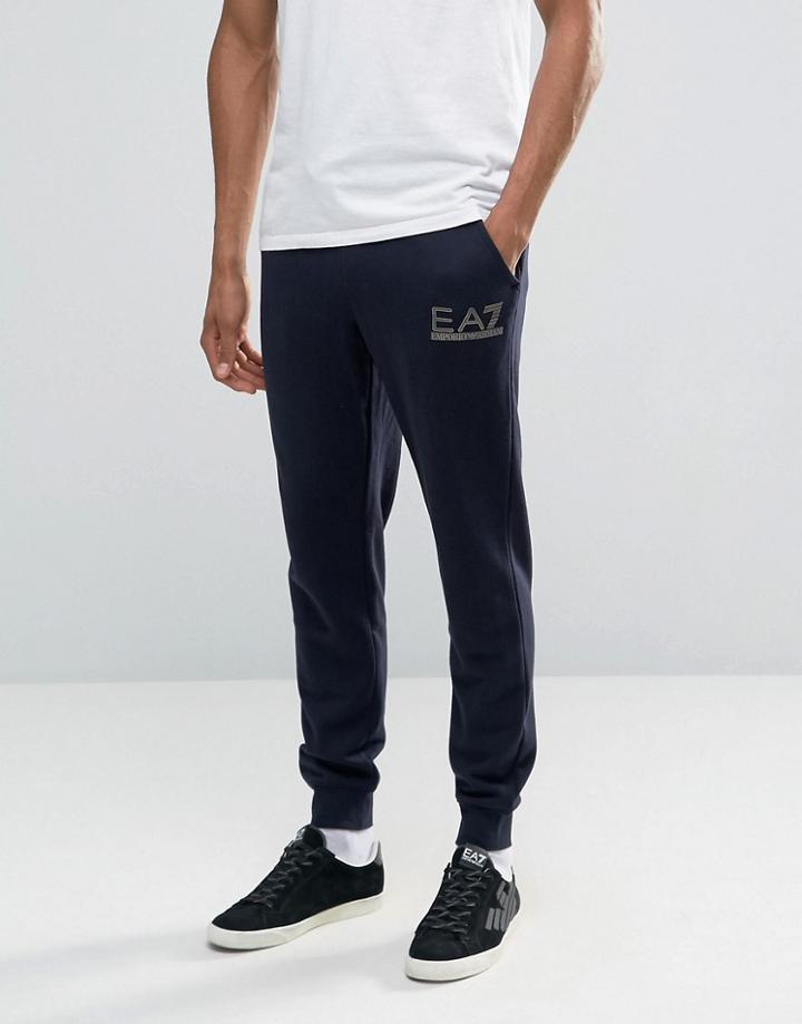 Emporio Armani Ea7 Joggers With Metallic Logo In Navy - Navy