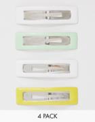 Asos Design Pack Of 4 Snap Hair Clips In Mixed Colors - Multi