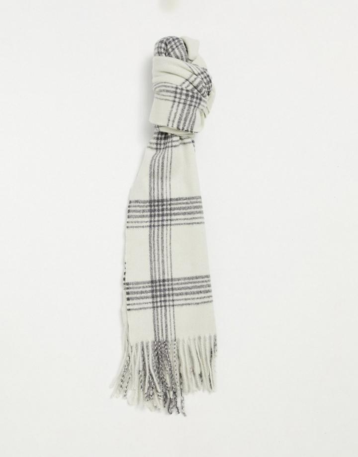 Asos Design Mono Check Scarf With Tassels-multi