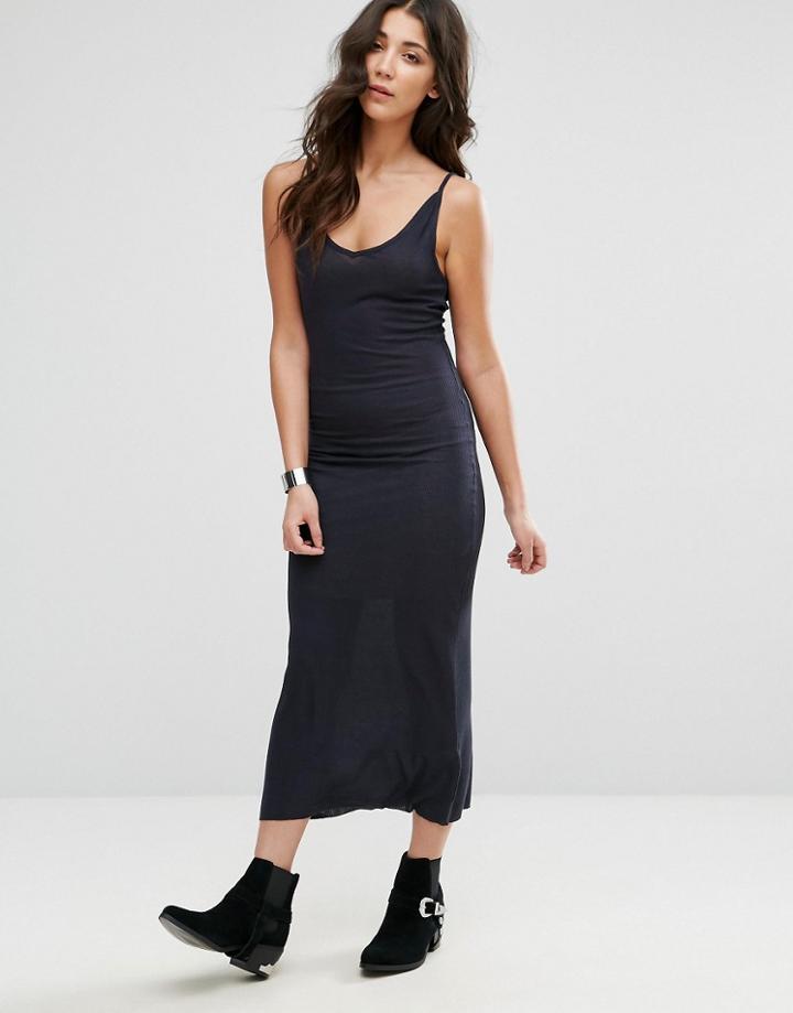 Brave Soul Plain Strappy Maxi Dress - Navy