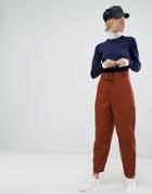Asos Alanis Pants With Belt Detail In Rust - Red
