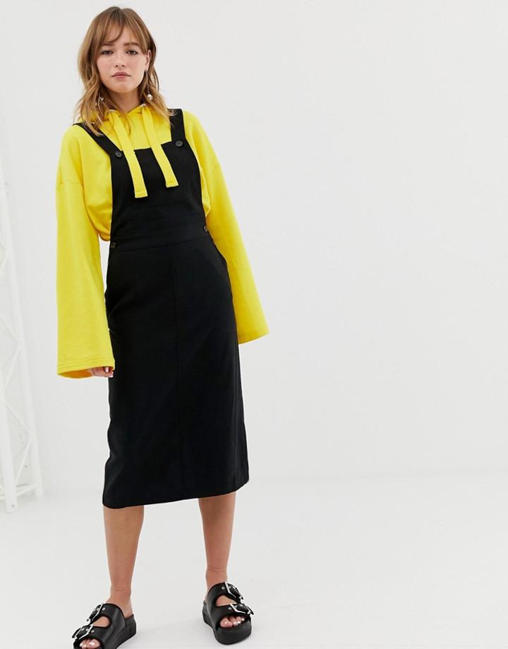 Monki Overalls Dress In Black - Black