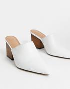 Asos Design Sloane Premium Leather Heeled Mules - White