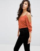 Asos Top With Clean Cold Shoulder Detail - Red