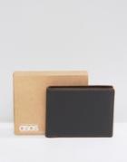 Asos Leather Wallet With Contrast Edge - Black
