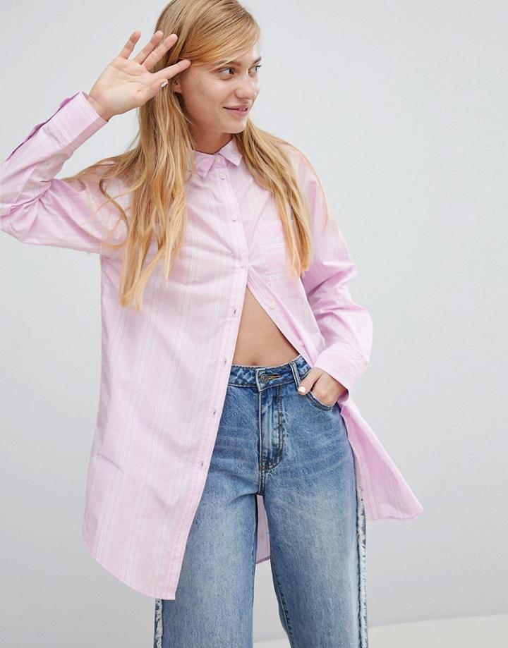 Monki Split Side Shirt - Pink