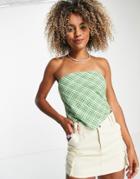 Tommy Jeans Bandeau Scarf Crop Top In Green Gingham